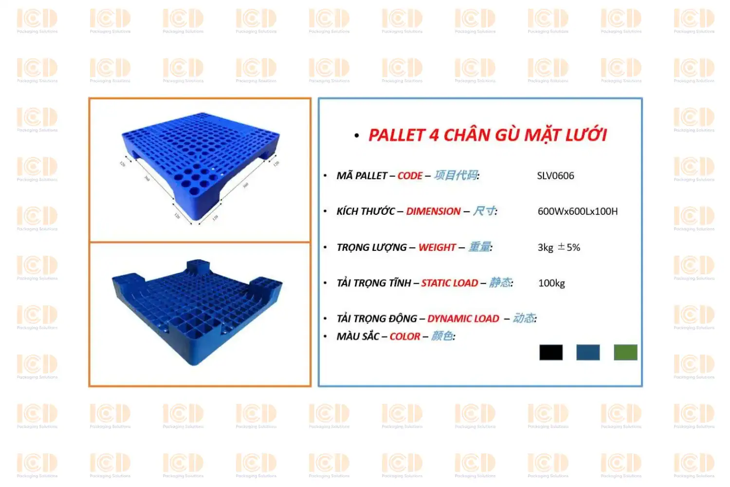 Floor-Lining Plastic Pallet PL07-LS 600x600x100 mm - product photo 6