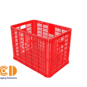Sọt nhựa, thùng nhựa hở, sóng hở màu đỏ ICD KT 610x420x390 mm