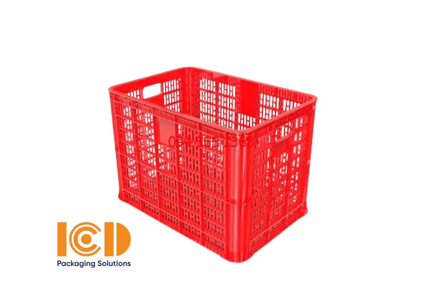Sọt nhựa, thùng nhựa hở, sóng hở màu đỏ ICD KT 610x420x390 mm