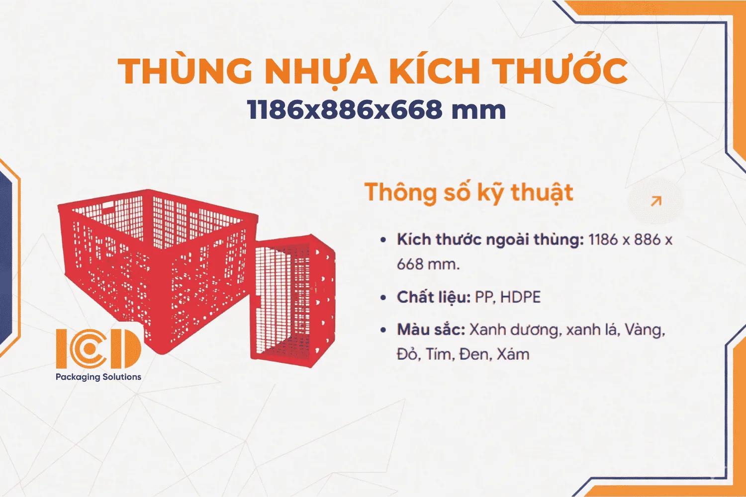 (THANH LÝ) Sọt nhựa chở hàng shipper loại lớn KT 1186x886x668 mm