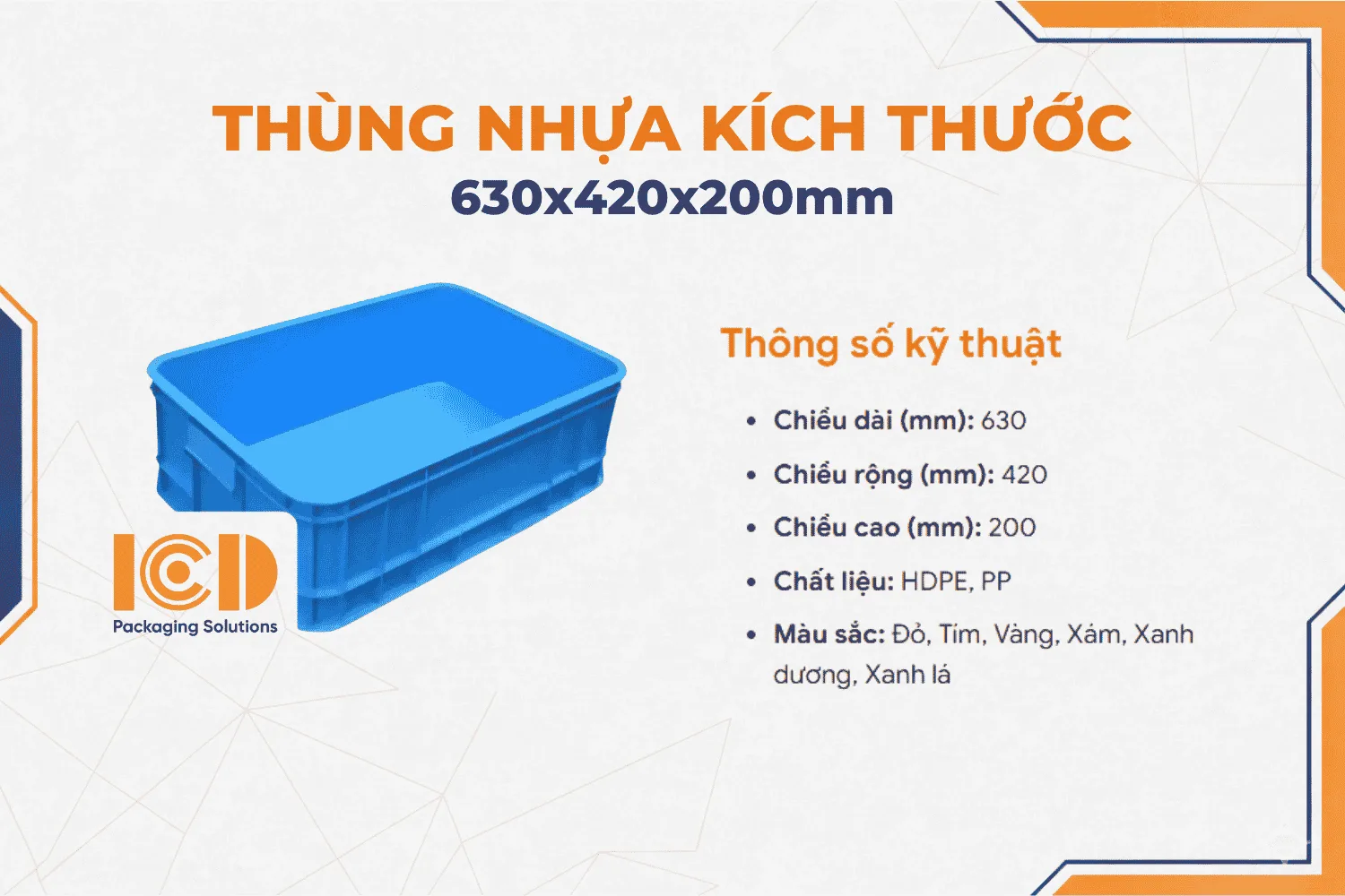 Thùng nhựa ICD B1 KT630x420x200mm