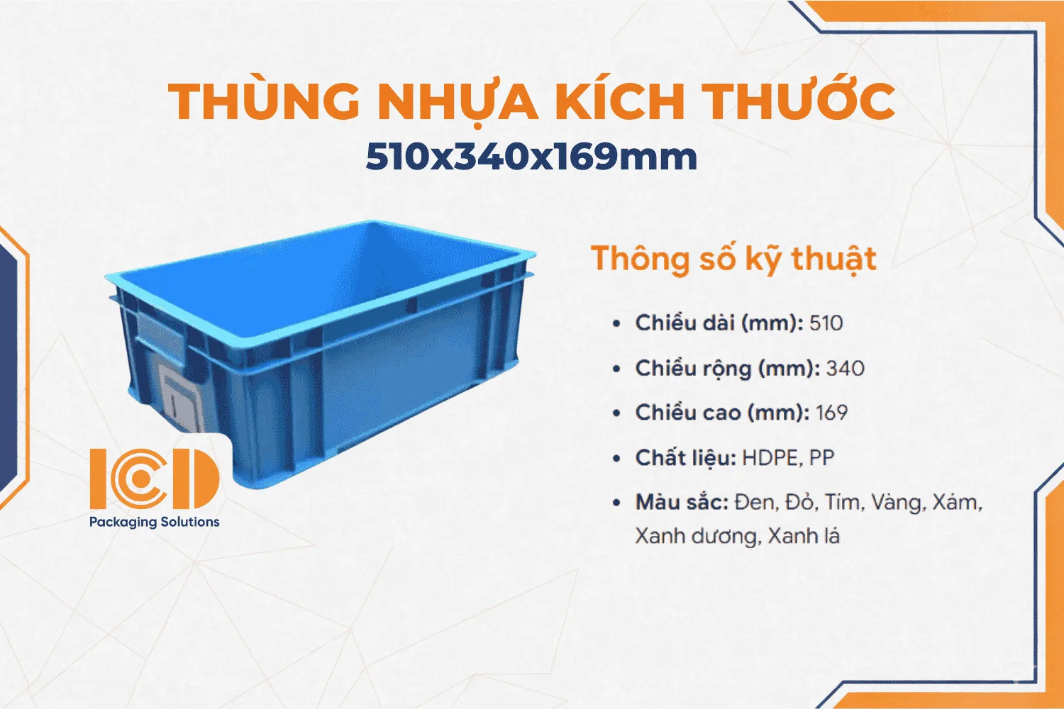 Thùng nhựa ICD B4 KT 510x340x169mm