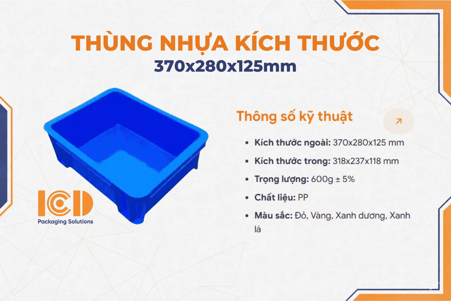 Thùng nhựa ICD B7 KT370x280x125mm
