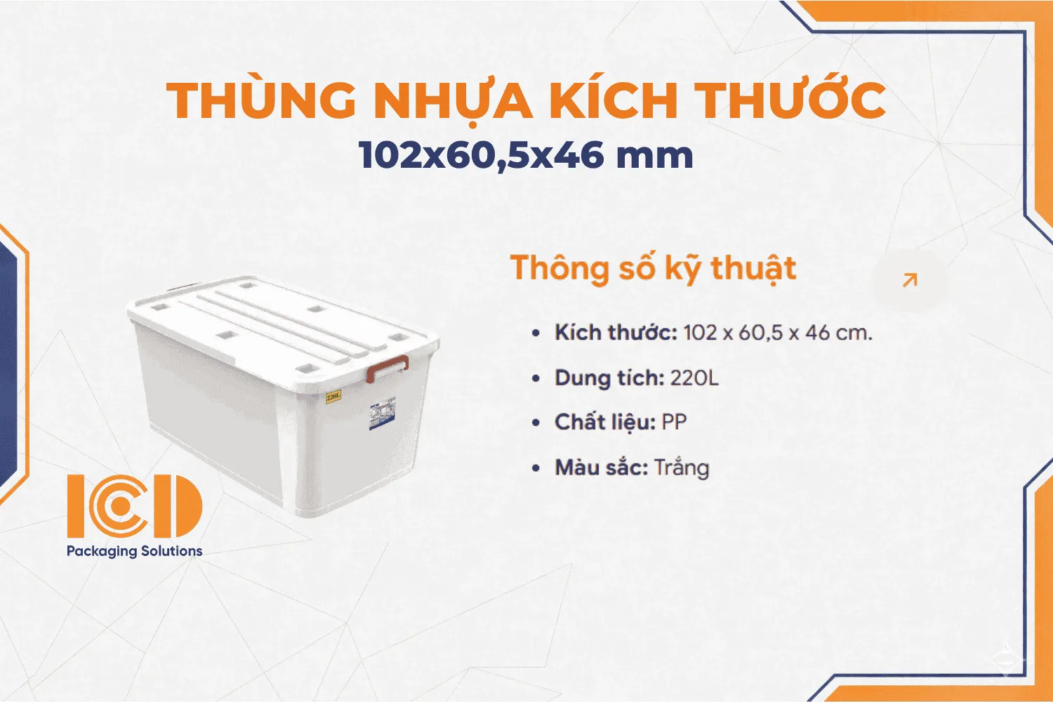 Thùng nhựa ICD-No.853 vuông 220L