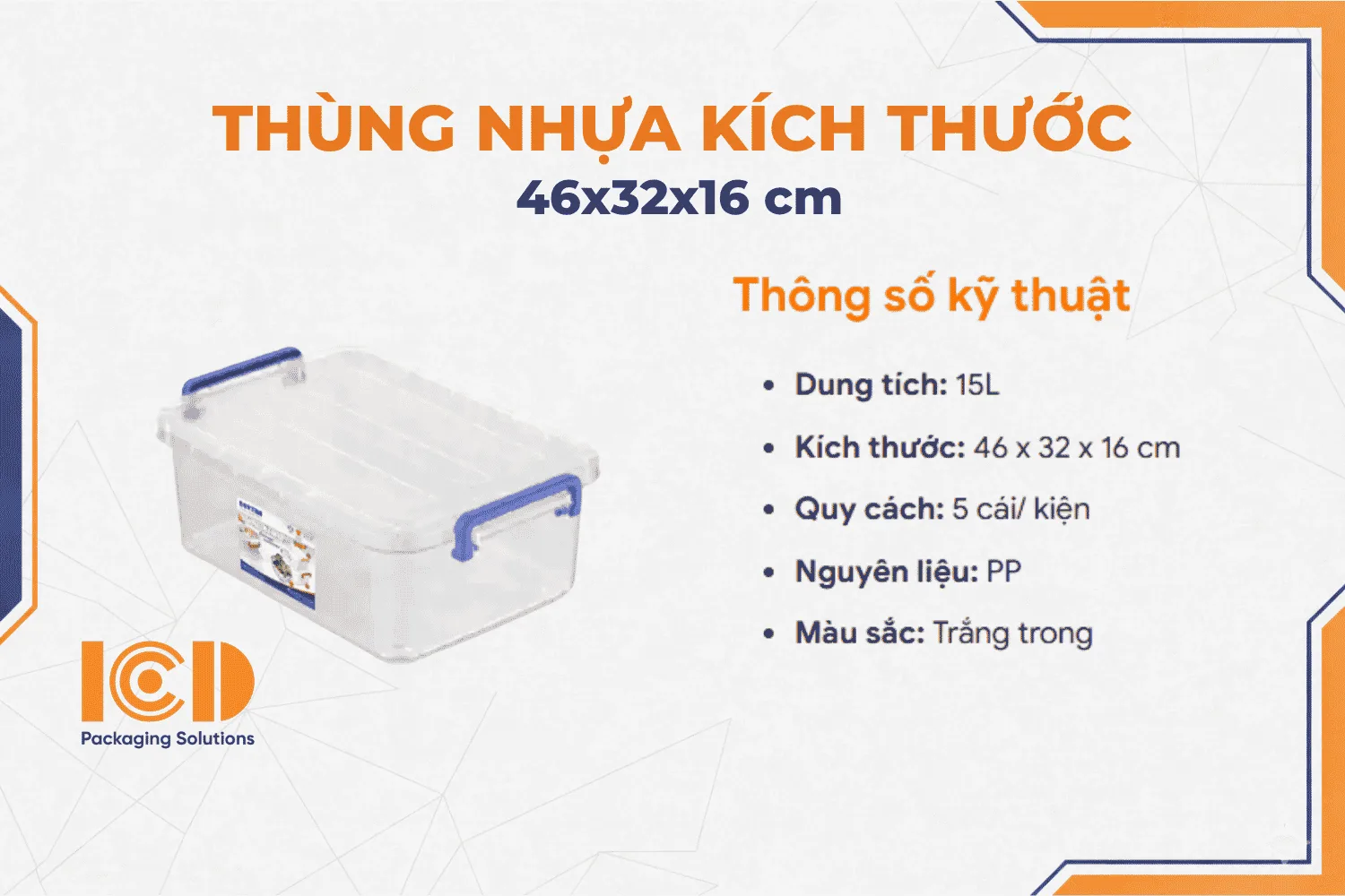 Thùng Nhựa ICD- No.H116 đa năng 15L