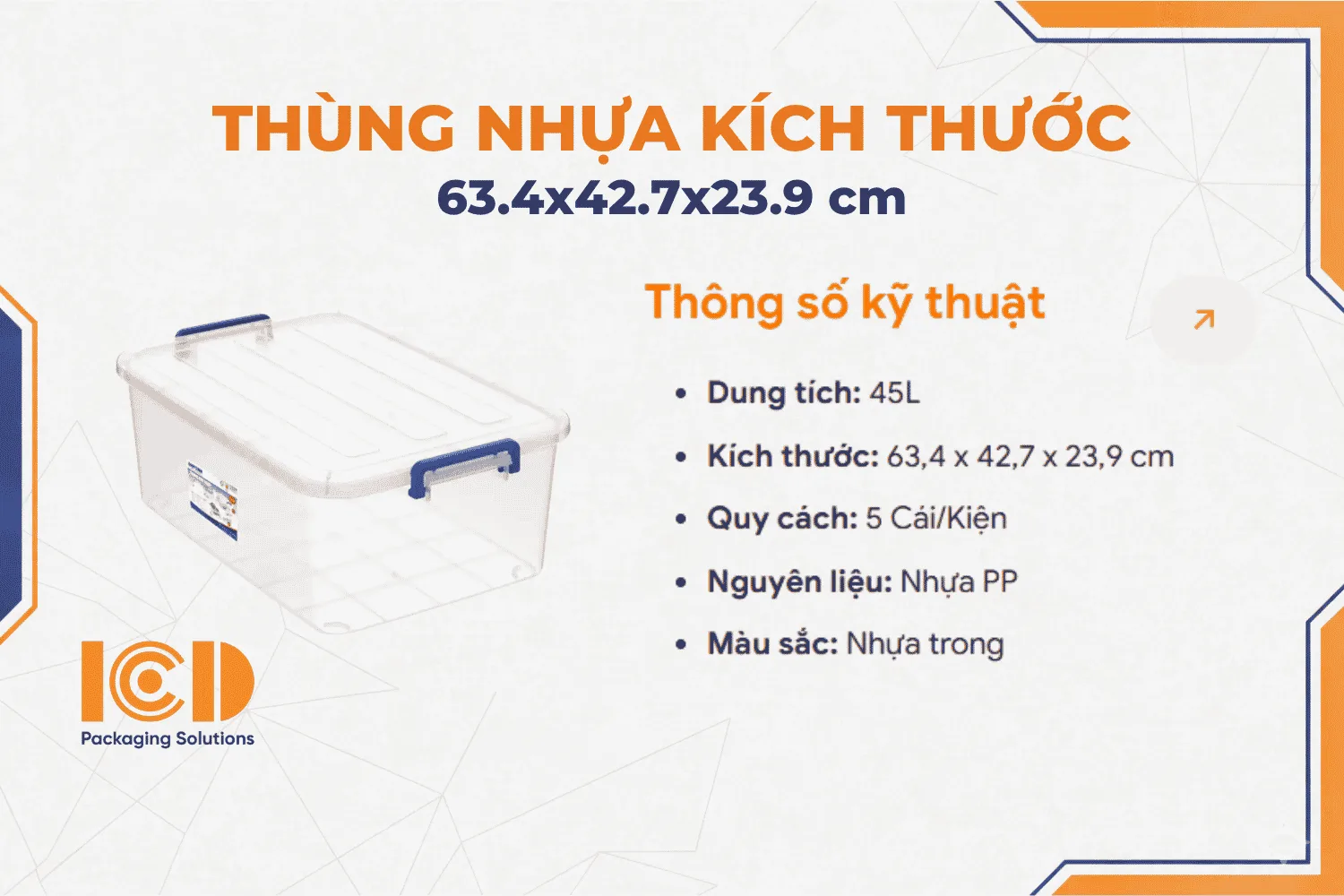 Thùng Nhựa ICD- No.0997 đa năng 45L