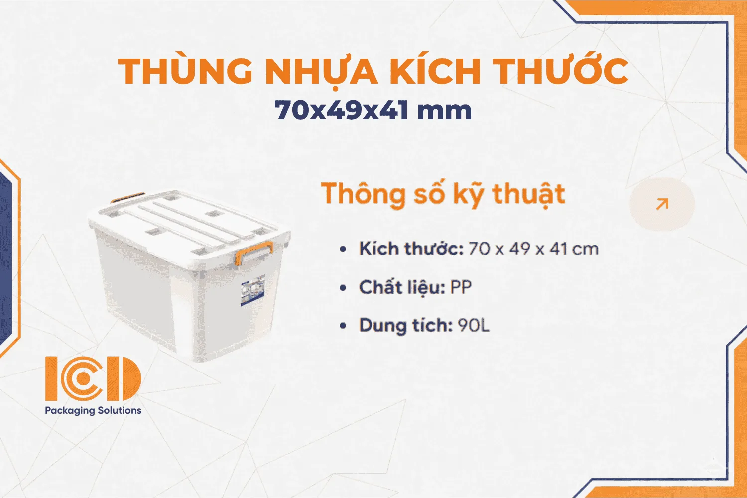 Thùng nhựa có nắp 90L vuông đa năng ICD - No.747