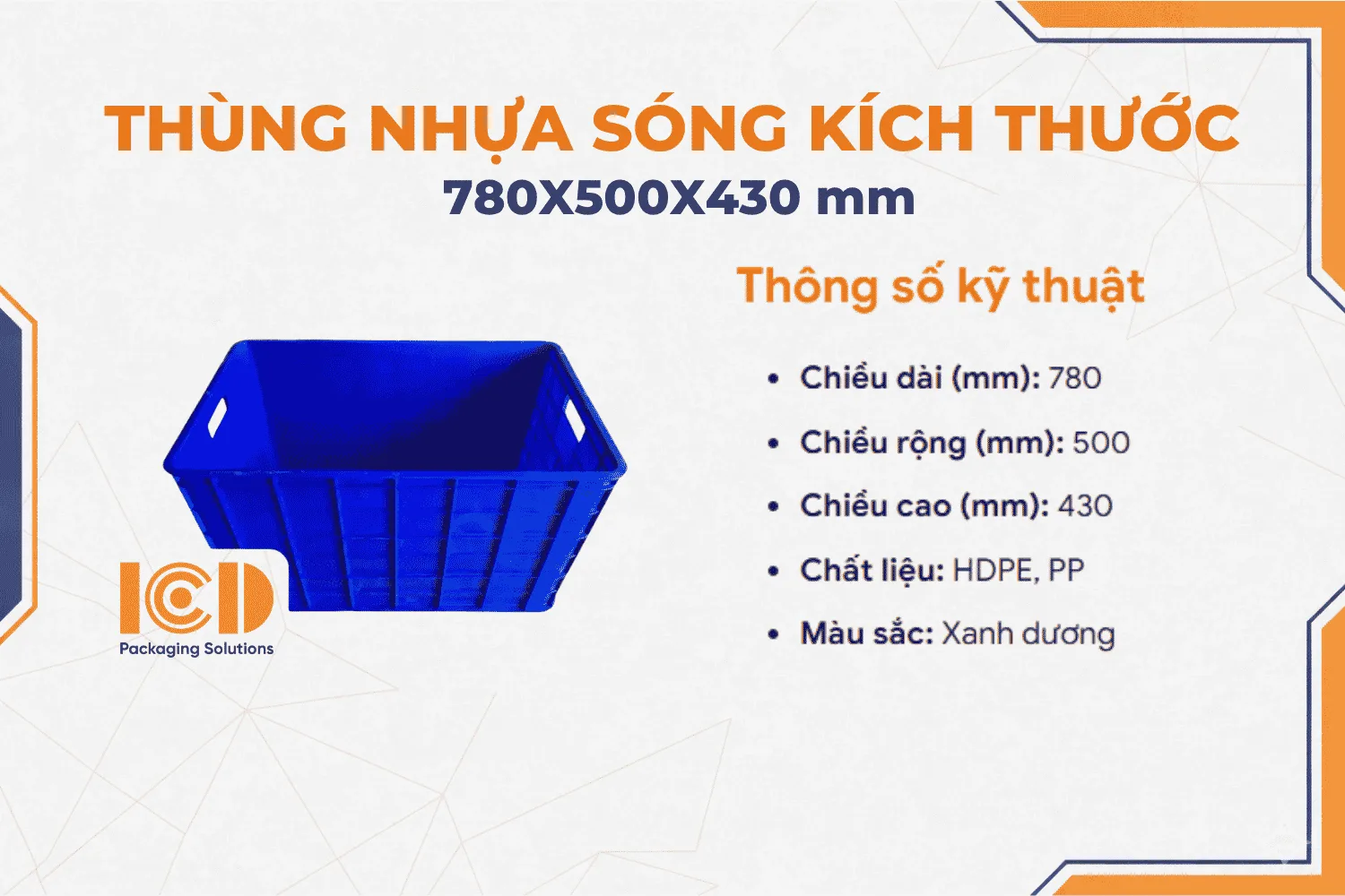 Thùng nhựa ICD sóng đặc có 5 bánh xe