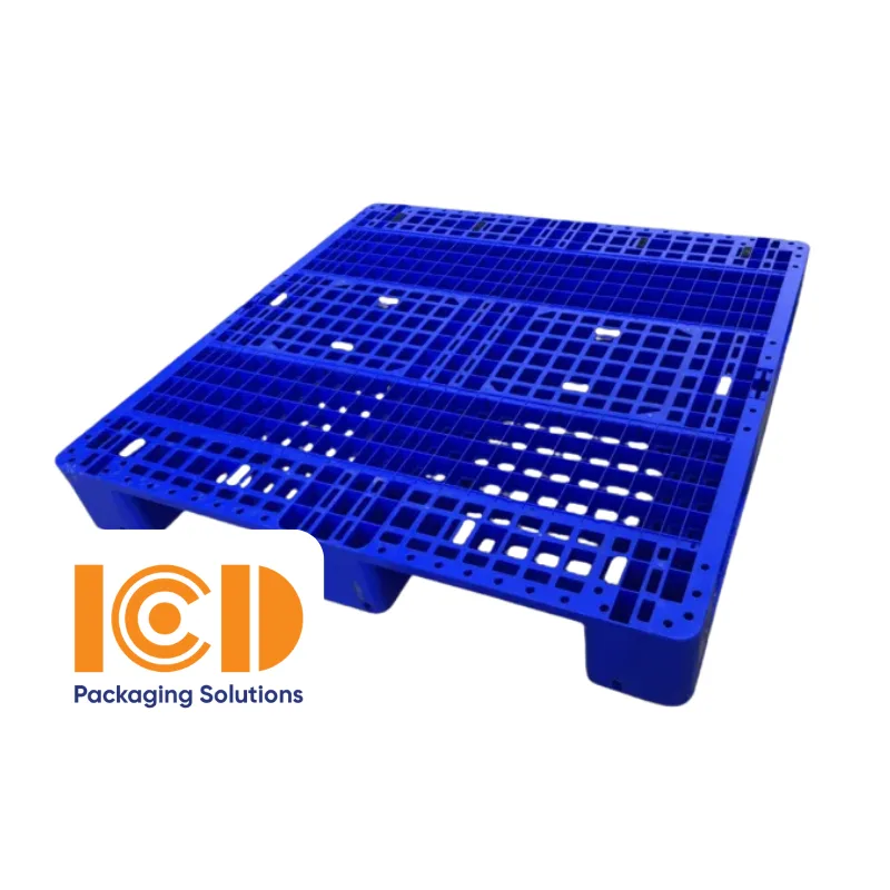 Pallet nhựa ICD 3 chân IPS EMV1111 VN VC 1100x1100x150mm xanh