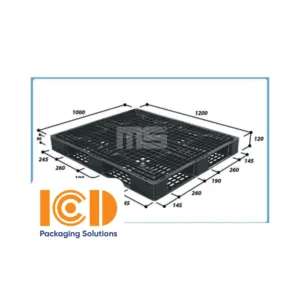 Pallet nhựa xuất khẩu màu đen 1200x1100x120 mm