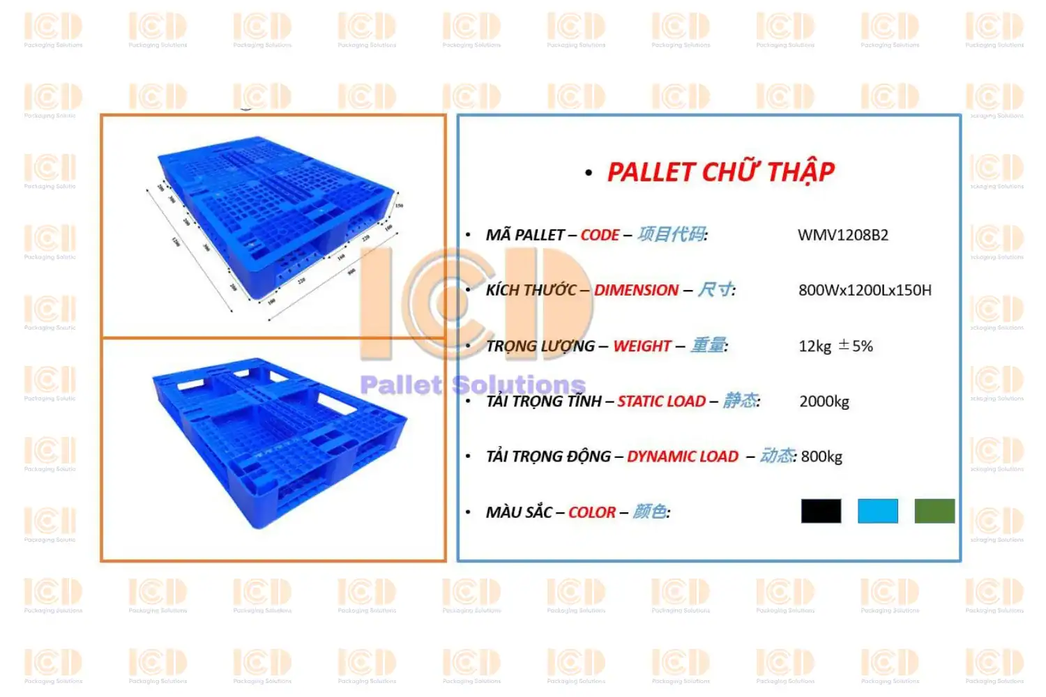 Export Plastic Pallet ICD-EUP812-REB 800x1200x150 mm - product photo 2