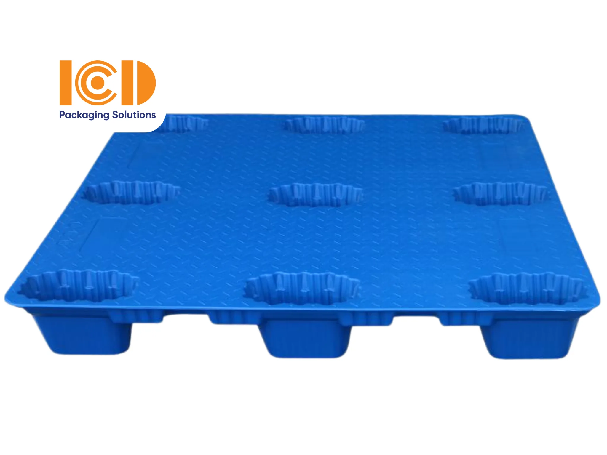Pallet nhựa cốc 9 chân ép thổi ICD XU C9 1212 1200x1200x150 mm xanh dương