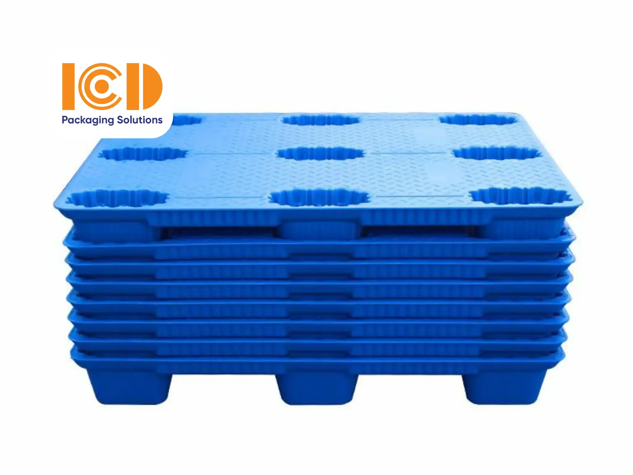 Chồng pallet nhựa cốc XU 1212 1200x1200x150 mm rỗng lồng vào nhau