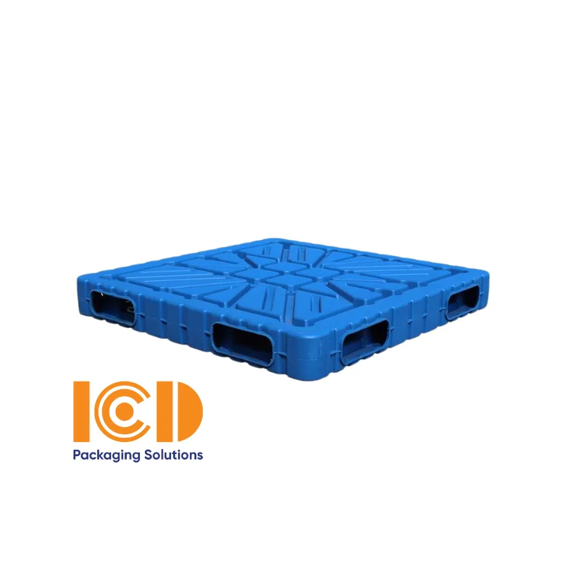 Pallet Thổi Khuôn Đúc Liền Khối 2 mặt ICD XU 2M 1210 1200x1000x150 mm màu xanh dương