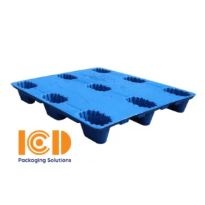 Pallet nhựa cốc 9 chân đúc thổi ICD XU C9 1311 1300x1100x150 mm xanh dương