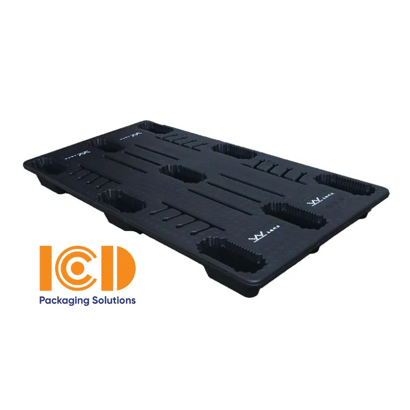 Pallet Nhựa Cốc Thổi Đúc Chín Chân ICD XU C9 1970 1970x1010x150 mm màu đen