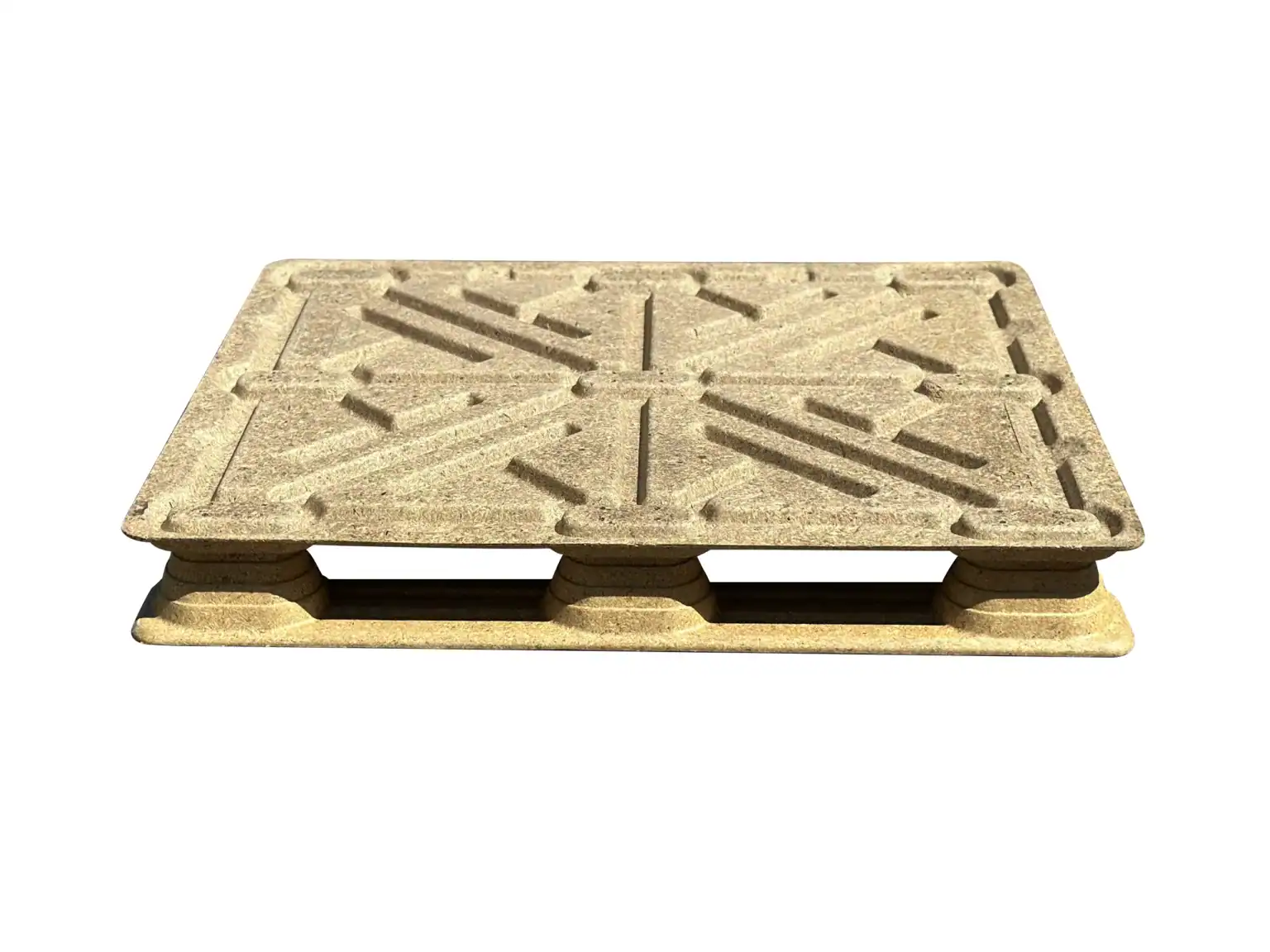 Pallet mùn cưa ép nguyên khối, mặt phẳng nhẵn và chân ép liền