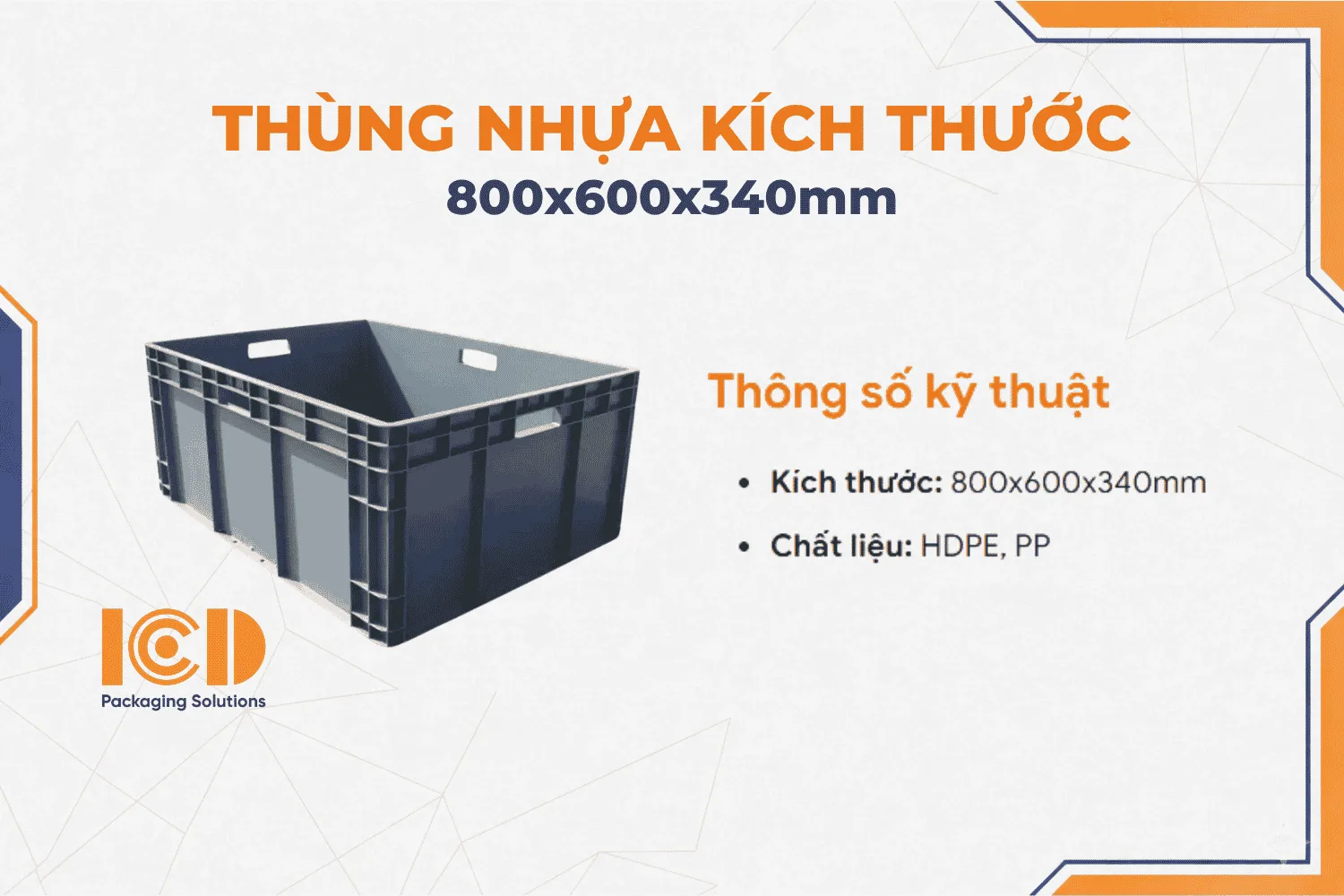 Hộp Nhựa Tiêu Chuẩn ICD EU 8633 KT 800x600x340mm