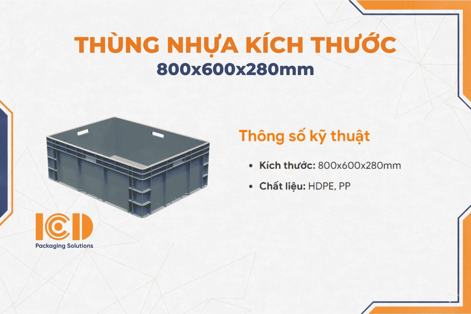 Hộp nhựa Tiêu Chuẩn ICD EU 8628 KT 800x600x280mm