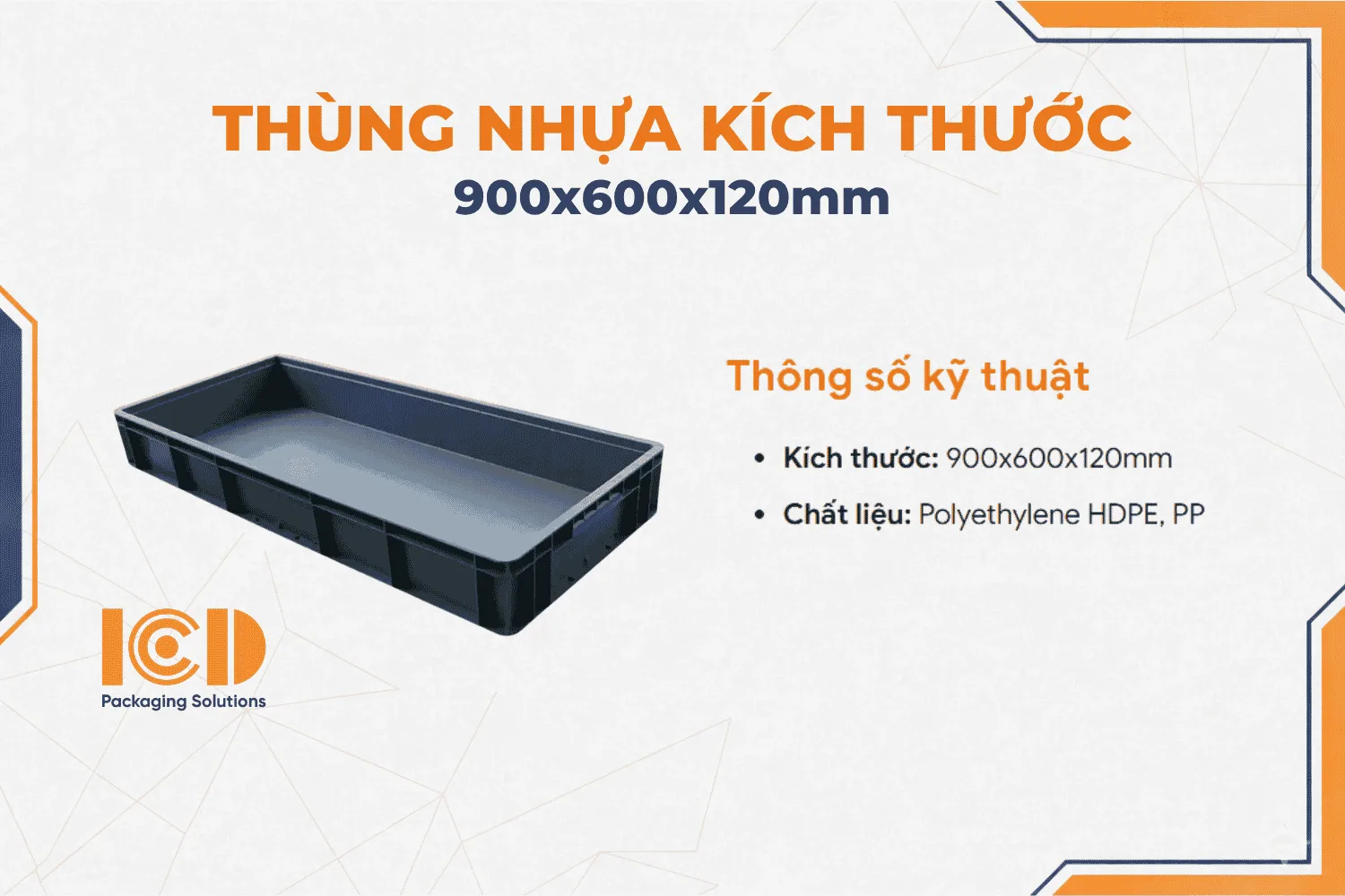 Hộp nhựa tiêu chuẩn ICD EU 4911 KT 900x600x120mm