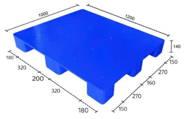 Pallet nhựa lót sàn 9 chân gù mặt bít KT 1000x1200x140 mm