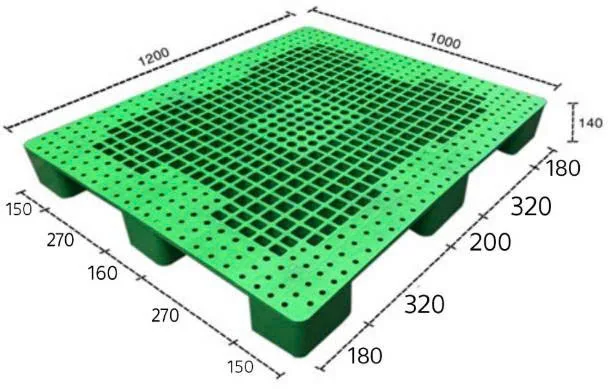 Pallet nhựa 9 chân gù mặt lưới KT 1000x1200x140mm
