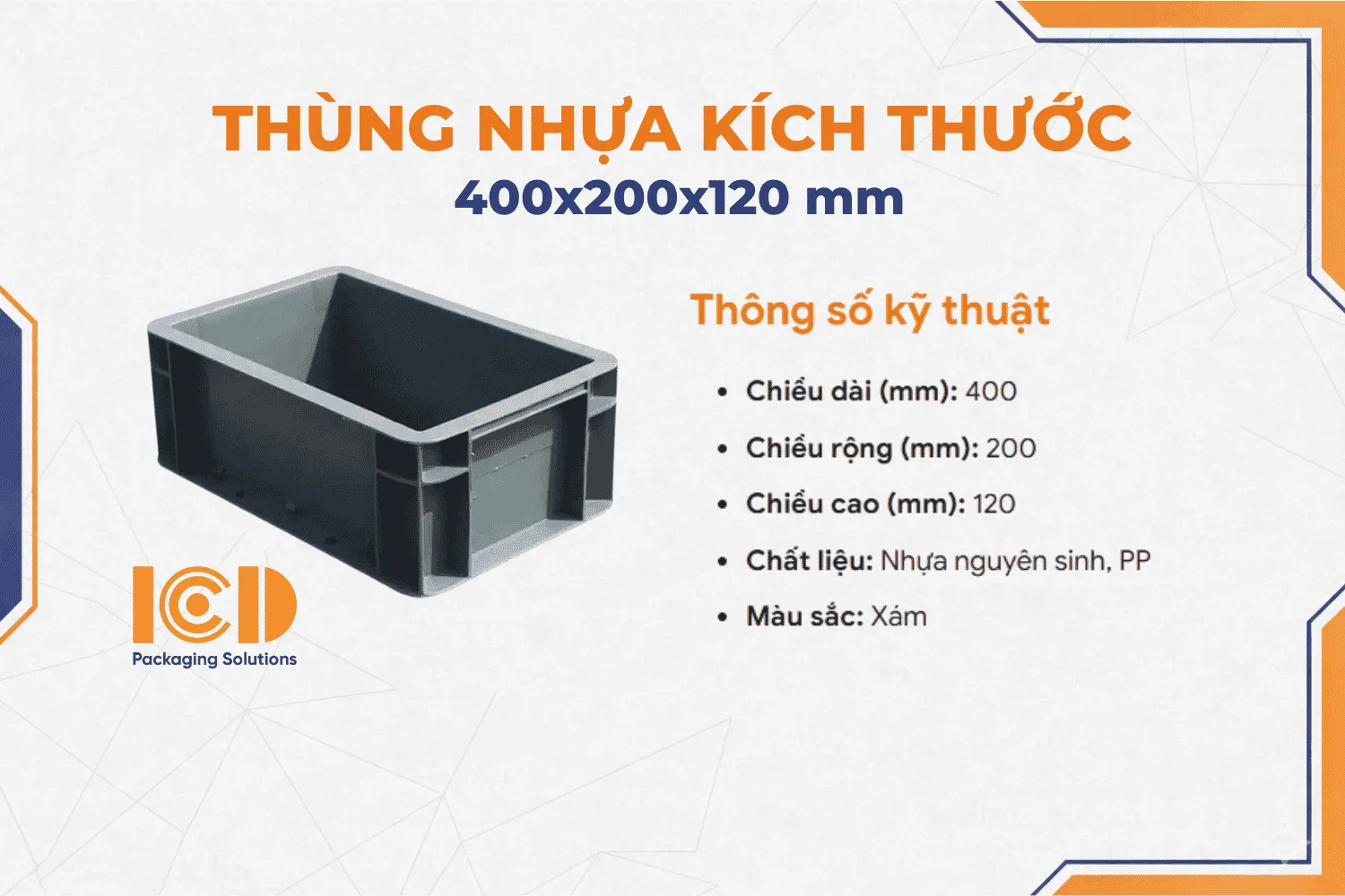Hộp nhựa ICD EU 2311 400 x 200 x 120 mm