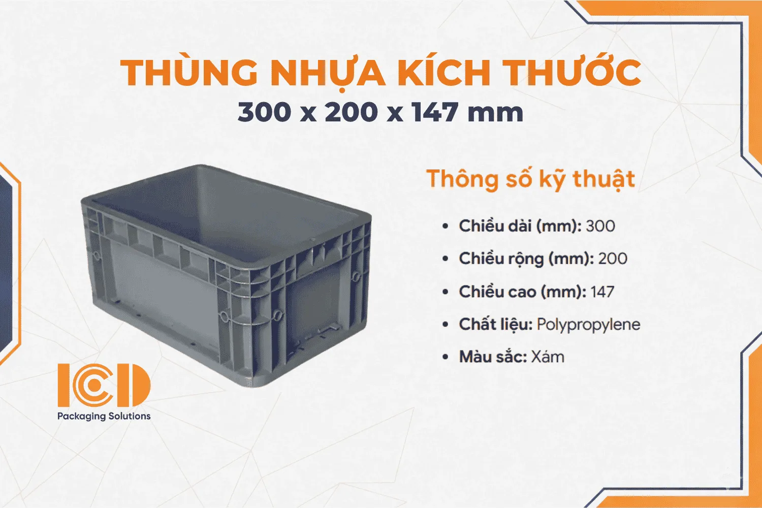 Hộp nhựa ICD EU 300-147 300 x 200 x 147 mm