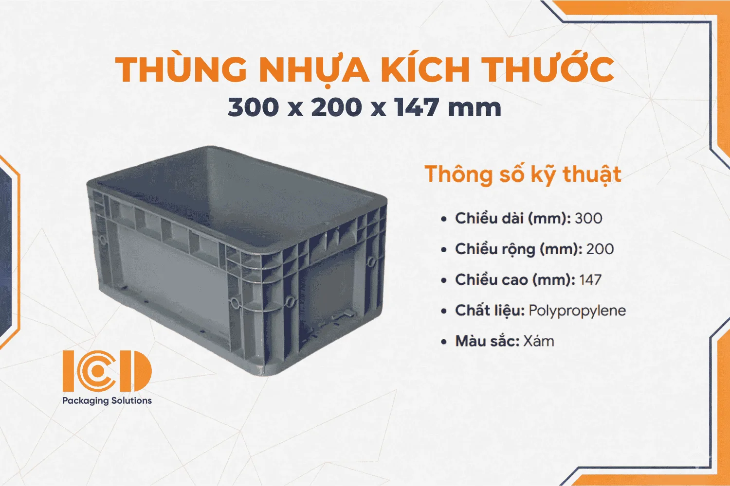Hộp nhựa ICD EU 300-147 300 x 200 x 147 mm