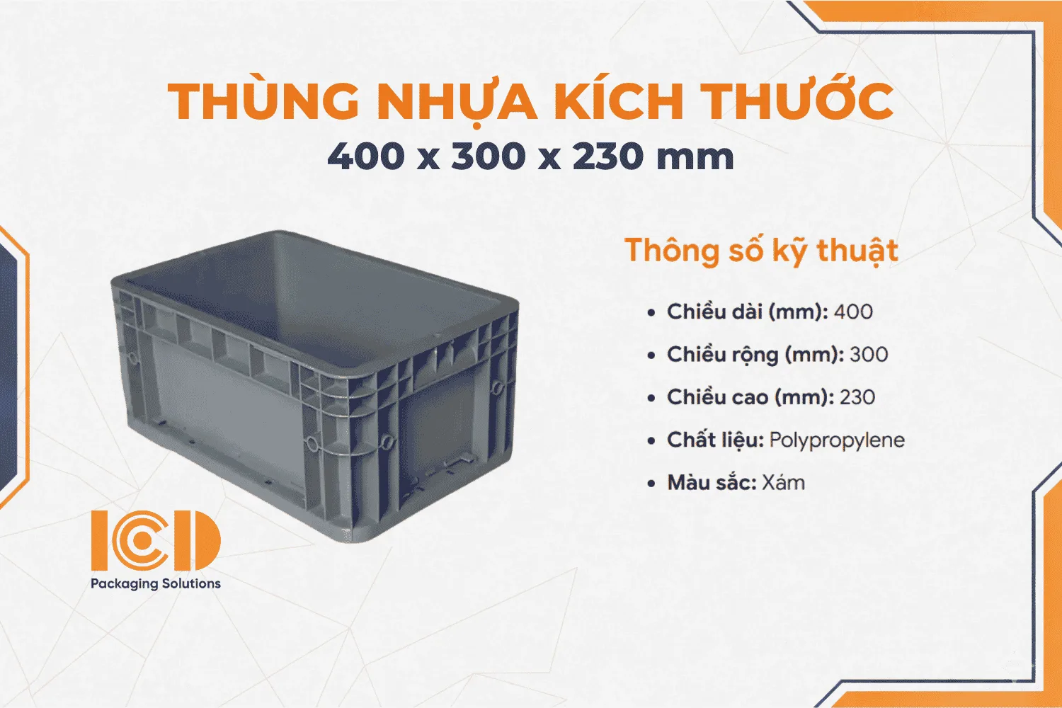 Hộp nhựa ICD EU 400-230 400 x 300 x 230 mm