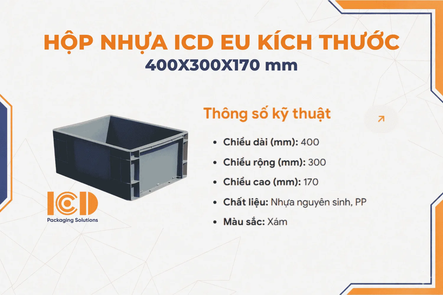 Hộp nhựa ICD EU 4316 400 x 300 x 170 mm