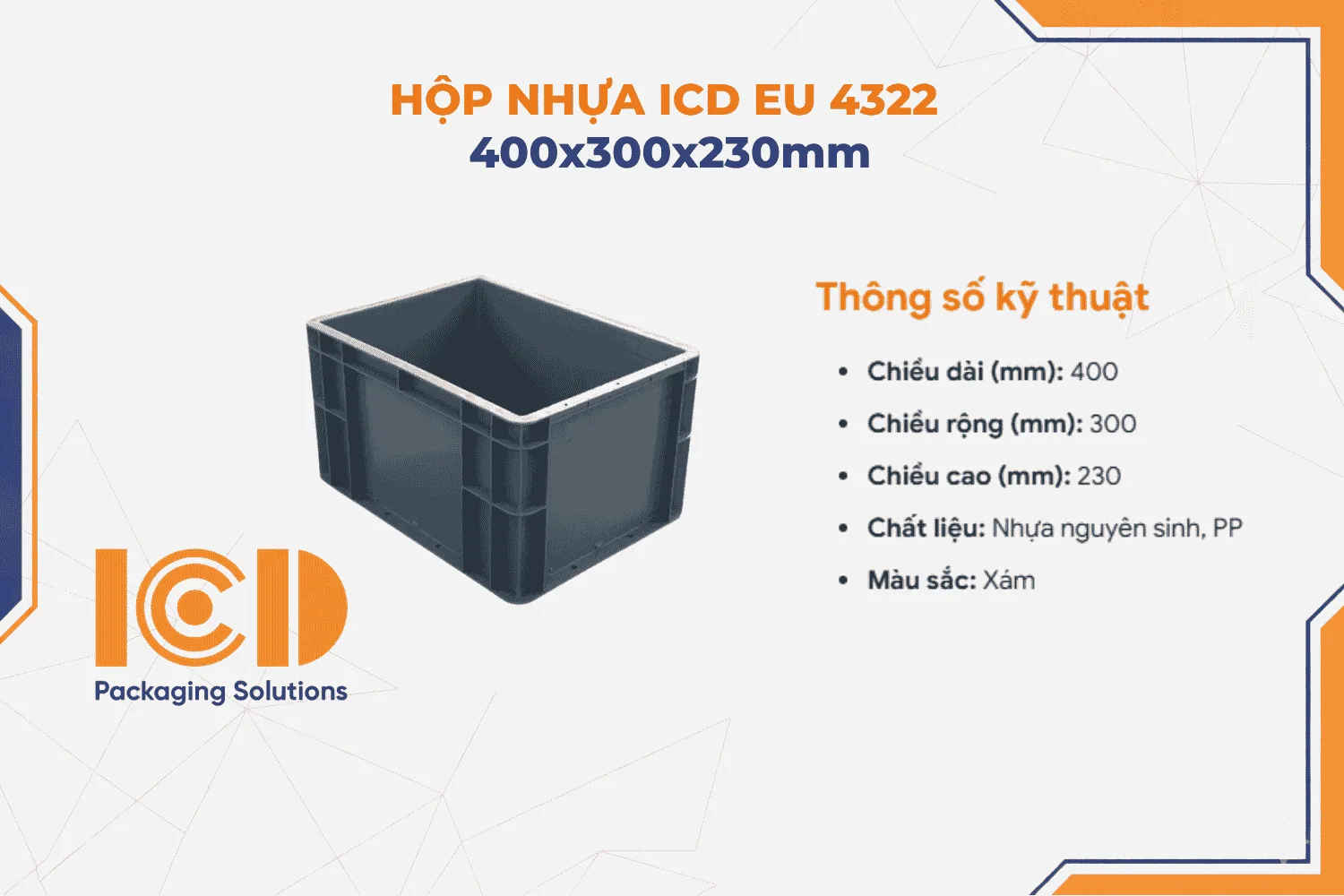 Hộp nhựa ICD EU 4322 400 x 300 x 230 mm