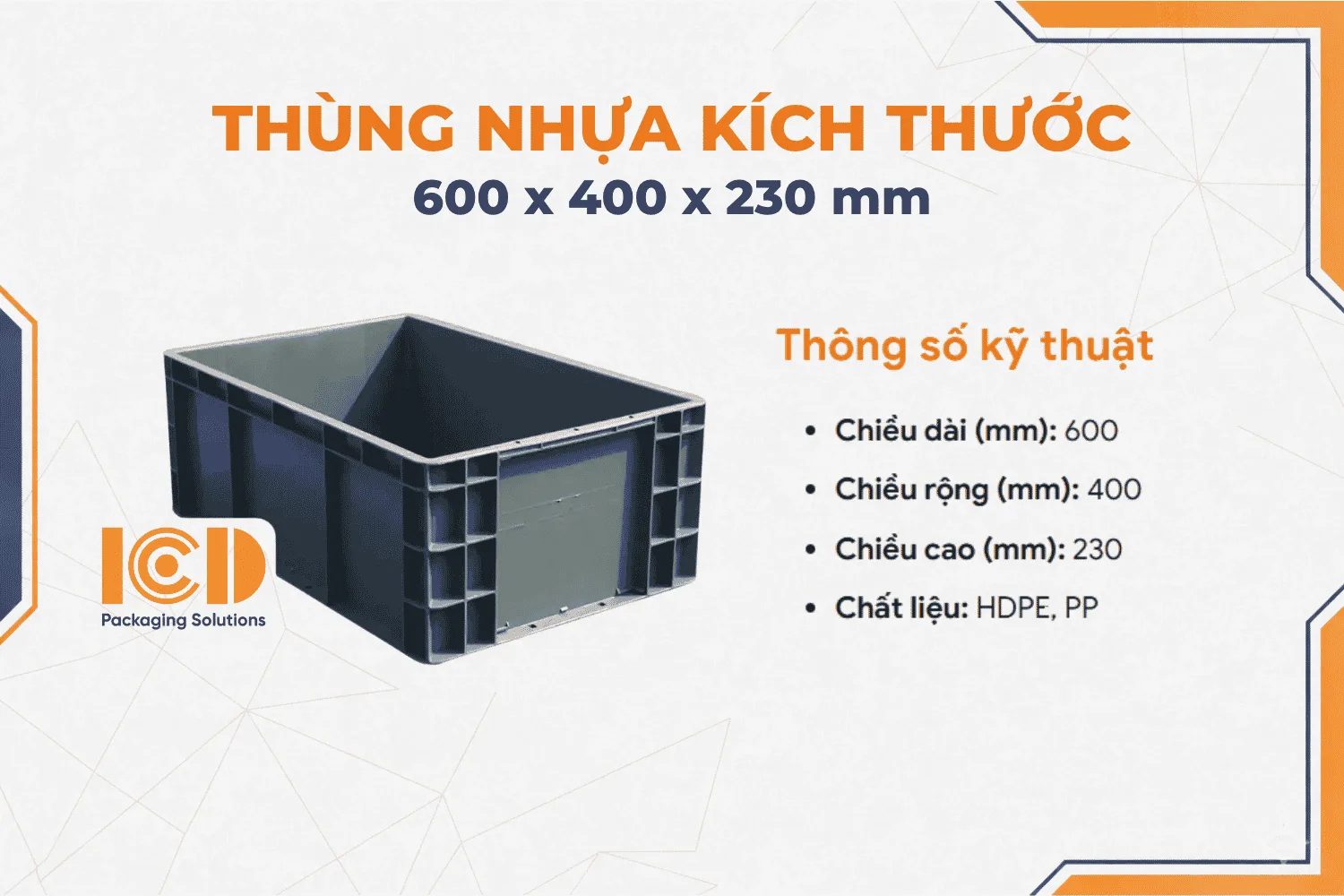 Hộp nhựa ICD EU 4622 600 x 400 x 230 mm