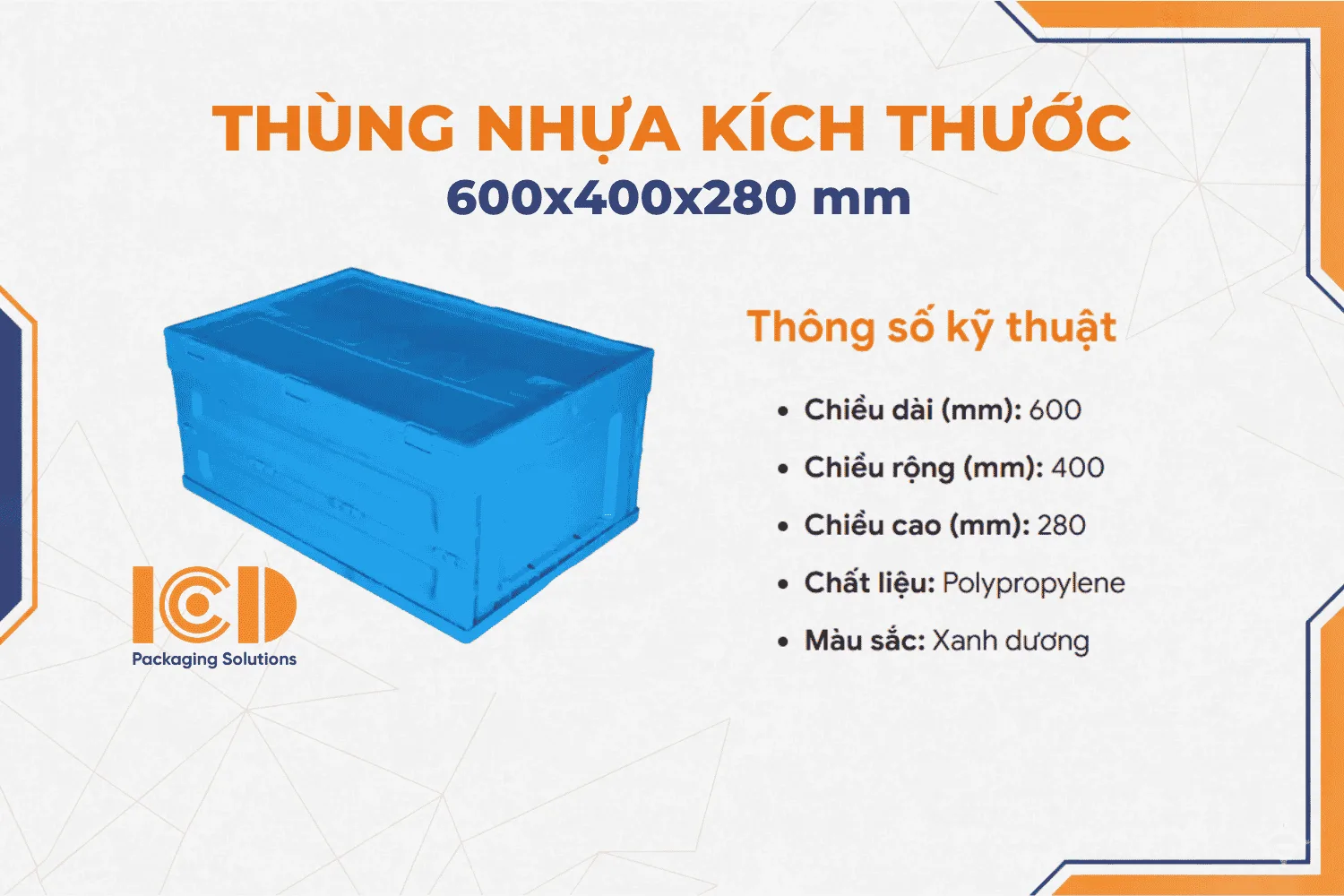 Hộp nhựa ICD EU 600-280 600 x 400 x 280 mm (Có nắp đậy)