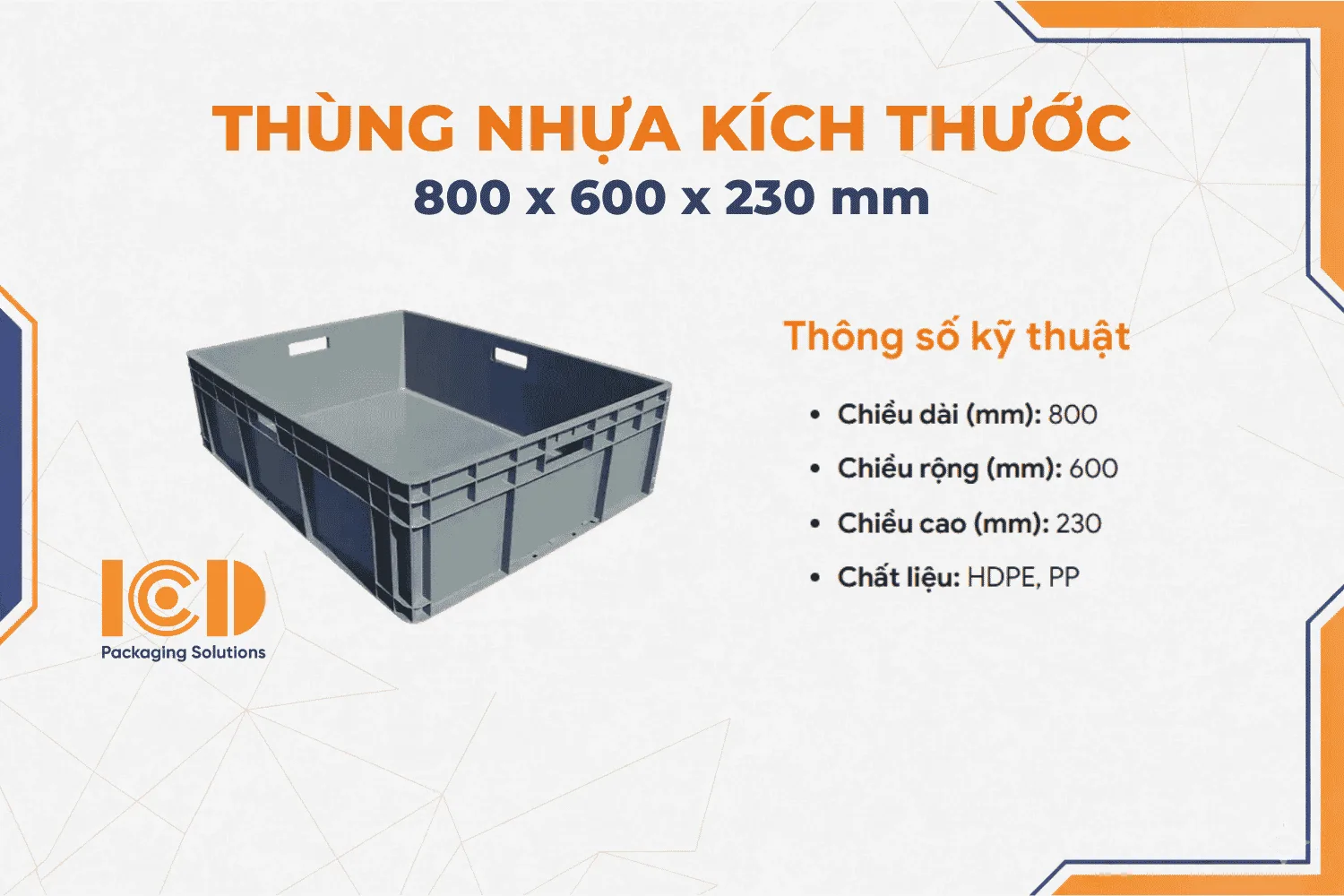 Hộp nhựa ICD EU 8622 800 x 600 x 230 mm