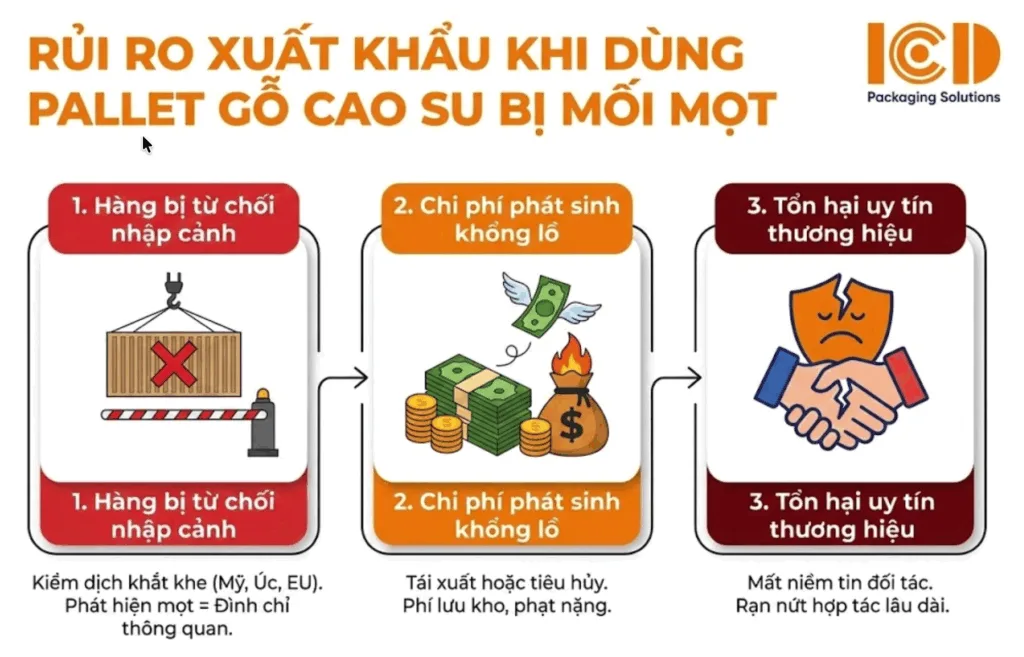Rủi ro khi dùng Pallet Gỗ Cao Su bị mối mọt trong xuất khẩu