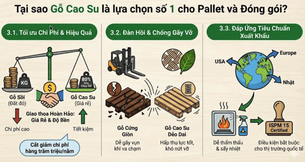 gỗ cao su và gỗ sồi