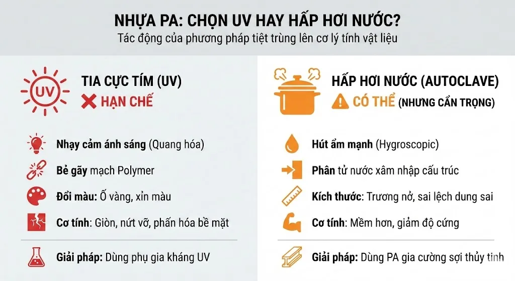 nhựa pa hợp với giái phảp tiệt trùng nào