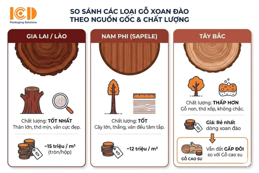 so sánh các loại gỗ xoan đào