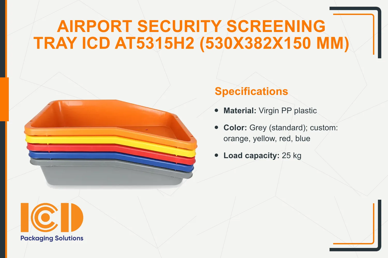 Airport Security Screening Tray ICD AT5315H2 (530x382x150 mm)