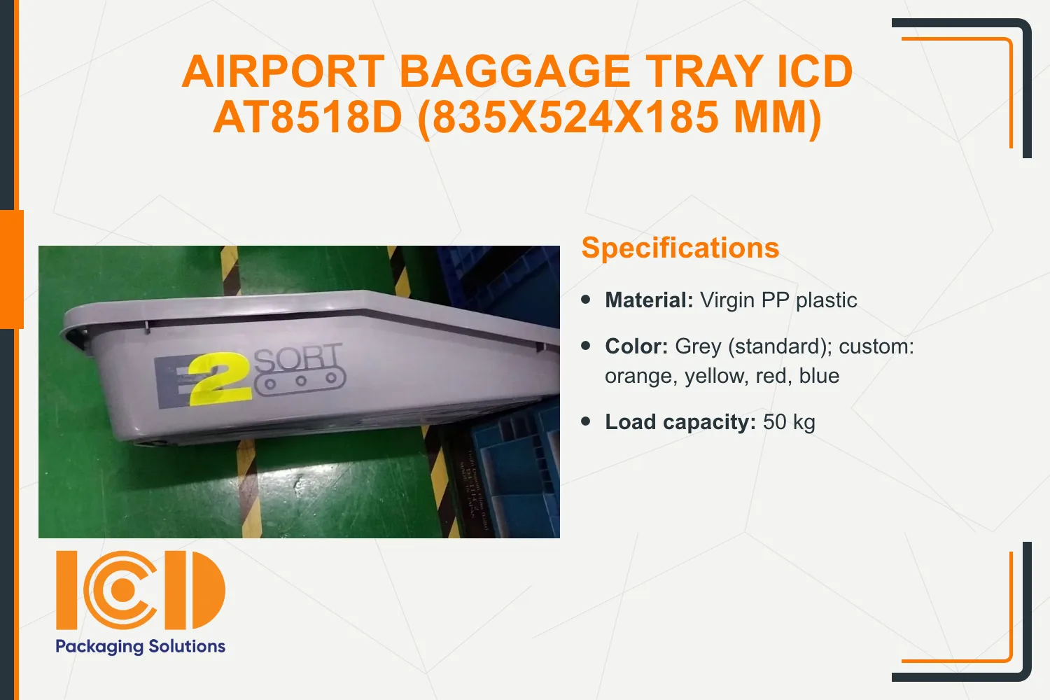 Airport Baggage Tray ICD AT8518D (835x524x185 mm)