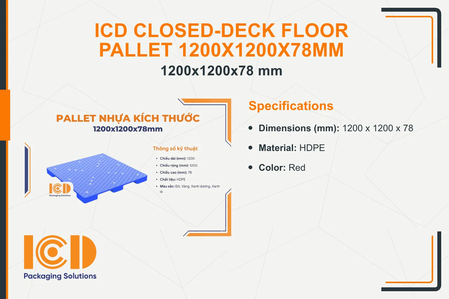 ICD Closed-Deck Floor Pallet 1200x1200x78mm