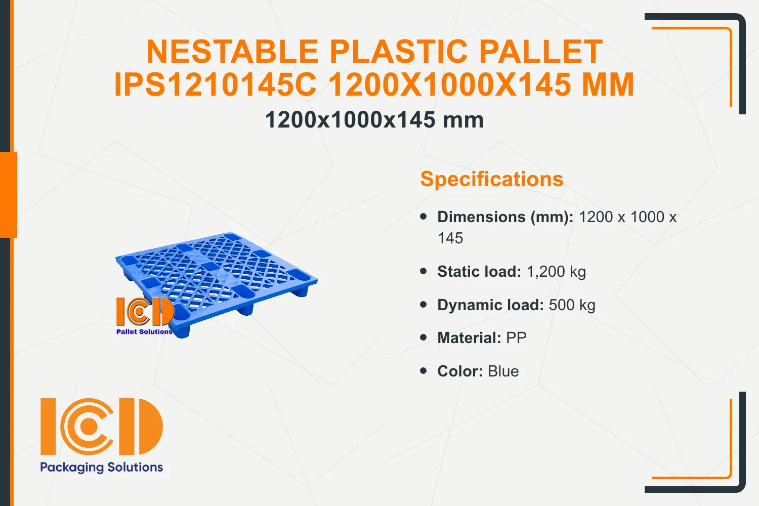 Nestable Plastic Pallet IPS1210145C 1200x1000x145 mm