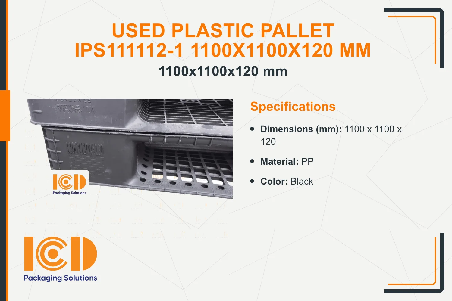 Used Plastic Pallet IPS111112-1 1100x1100x120 mm