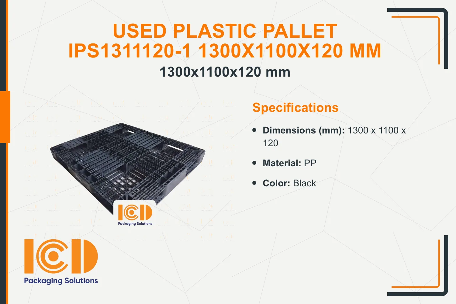 Used Plastic Pallet IPS1311120-1 1300x1100x120 mm