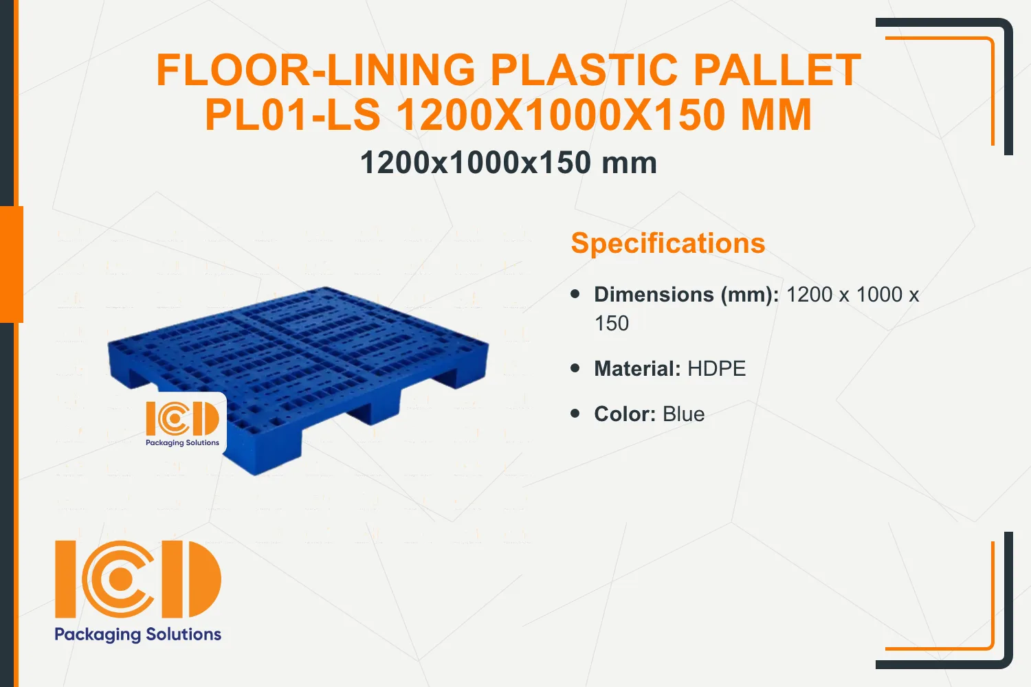 Floor-Lining Plastic Pallet PL01-LS 1200x1000x150 mm