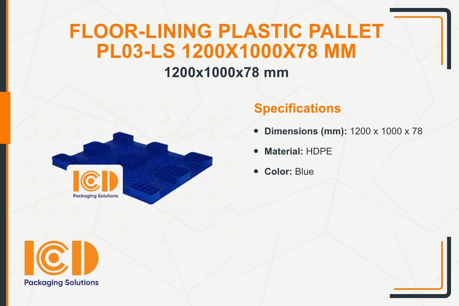 Floor-Lining Plastic Pallet PL03-LS 1200x1000x78 mm