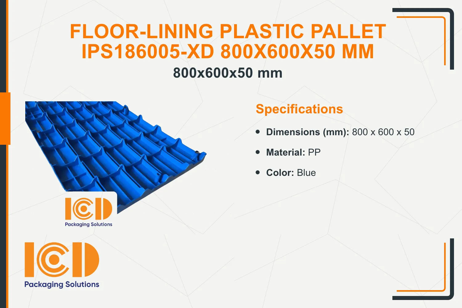 Floor-Lining Plastic Pallet IPS186005-XD 800x600x50 mm