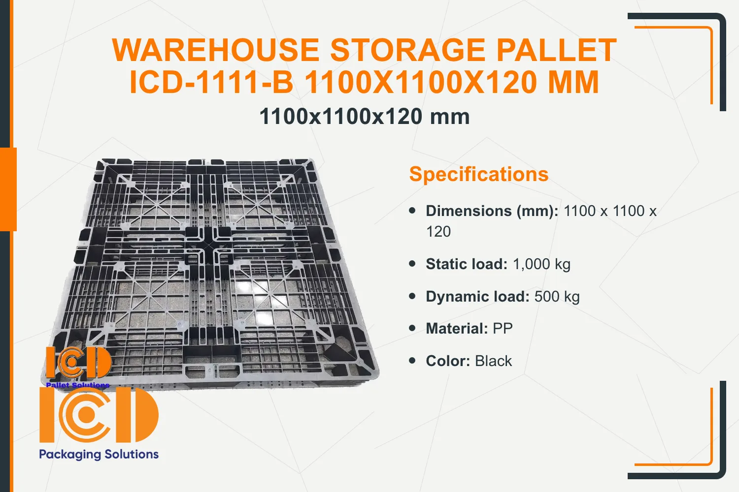 Warehouse Storage Pallet ICD-1111-B 1100x1100x120 mm