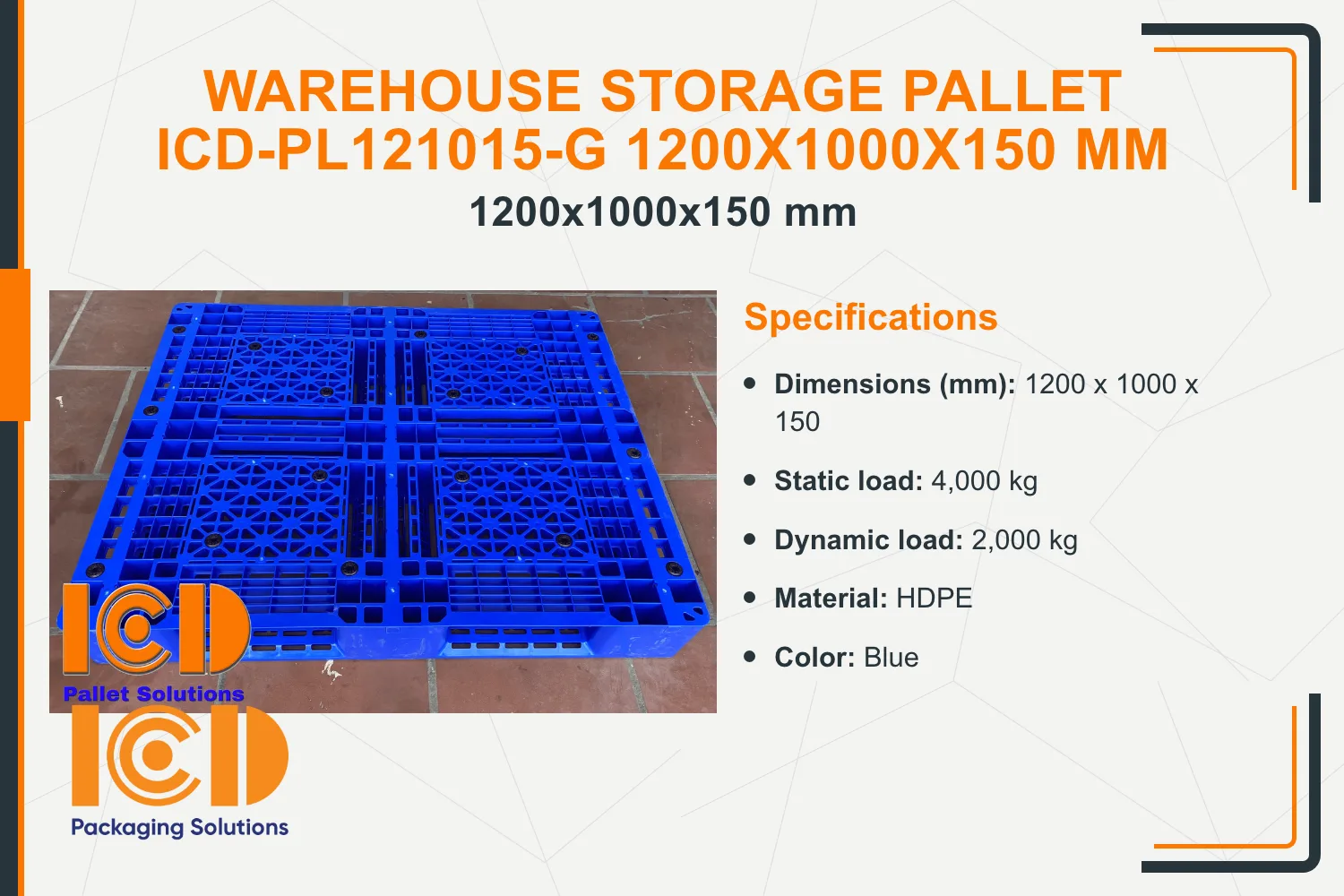 Warehouse Storage Pallet ICD-PL121015-G 1200x1000x150 mm